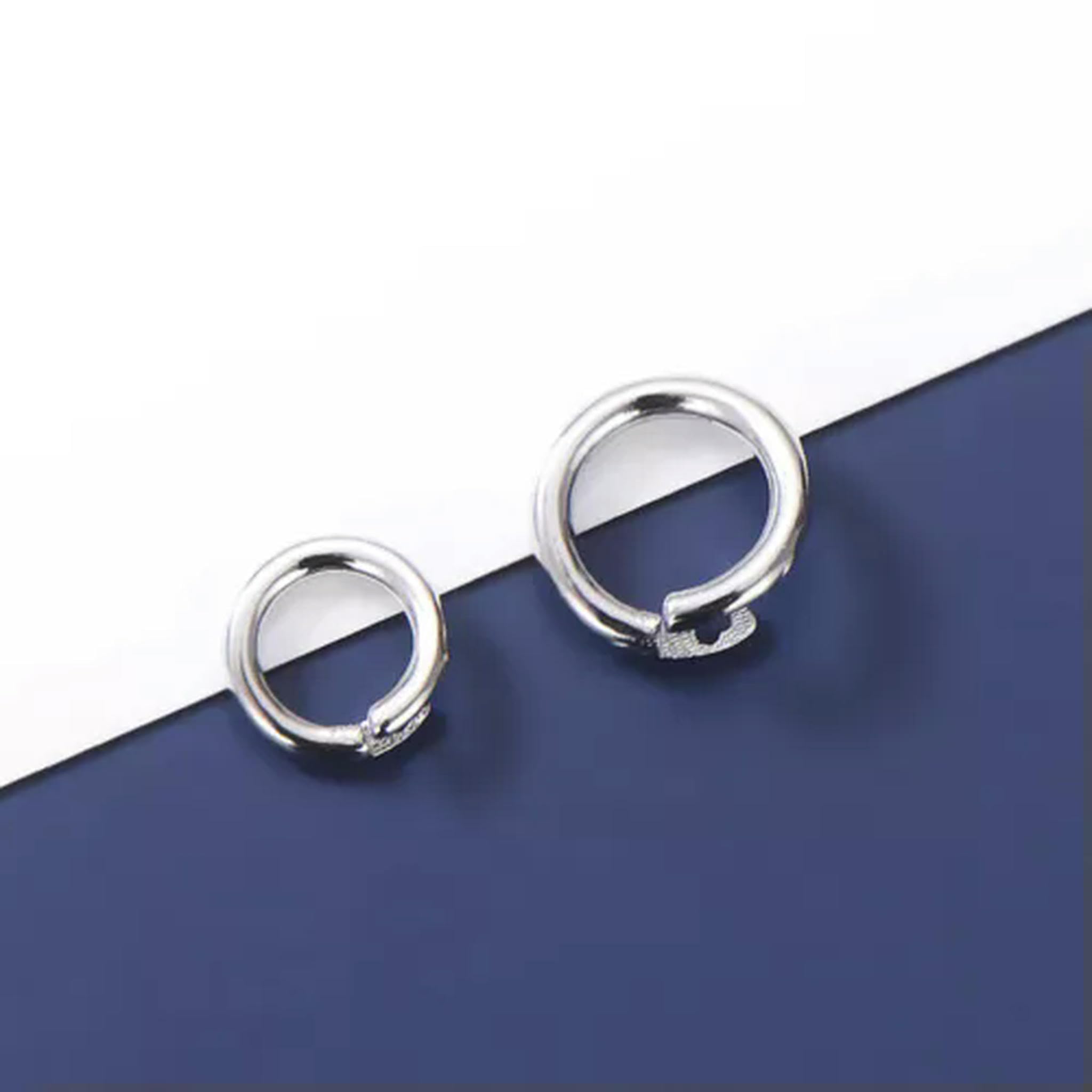 Biegering aus 925er Silber, 6 mm, 8 mm, 10 mm, 12 mm, 14 mm, Verschluss, A5079, Silber, 6 mm, 20 Stück