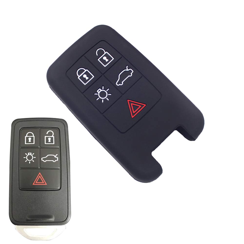 ECOiNVA for Volvo V40 V60 S80 XC60 S60L Car Key Case Silicone Car Key Fob Cover Remote Control Cases (A-Black)