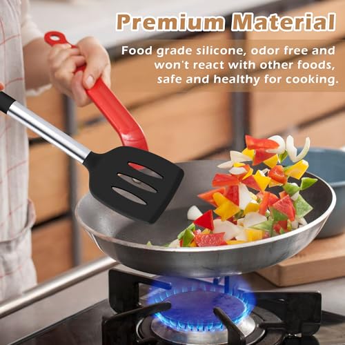 Joyfair 6 Pieces Kitchen Utensils Set, Silicone with Stainless Steel Core Cooking Utensils Set, Black Gadgets Tools Include Spatula Turner Spoon, Non Toxic &Non-Stick, Heat Resistant & Dishwasher Safe - Image 4