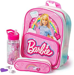 Barbie School Set Includes Backpack, Water Bottle, Pencil Case and Scratch Art - School Bags for Girls