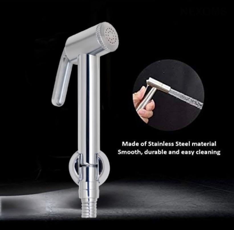 ABS Steel Finish Heavy Duty Health Faucet | Jet Spray for Toilet | Hand Shower for Bathroom Toilet | Gun only | Brushed Finish | ISO Certified | 2 Years Warranty(Milan) 1