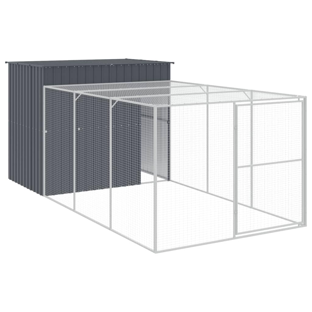 Chenil d'extérieur pour Chien, Enclos Niche Cage pour Chien Métal Niche pour Chien avec Cour Anthracite 214x457x181 cm