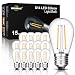 BRIMAX 2watt S14 LED Light Bulbs Dimmable Clear Glass, 2700K Warm White 180LM, 2W to Replacement 20W 11S14 Incandescent Edison Bulbs, 120VAC E26 Medium Screw Base Outdoor Lamp, 15 pack