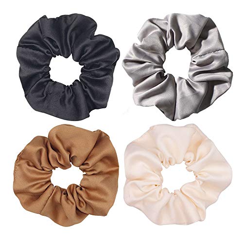 LOVINSHOW Matte Scrunchies for Hair, Big Hair Scrunchies Elastic Hair Bands Ties for Women Girls Hair Accessories (4 Pack)