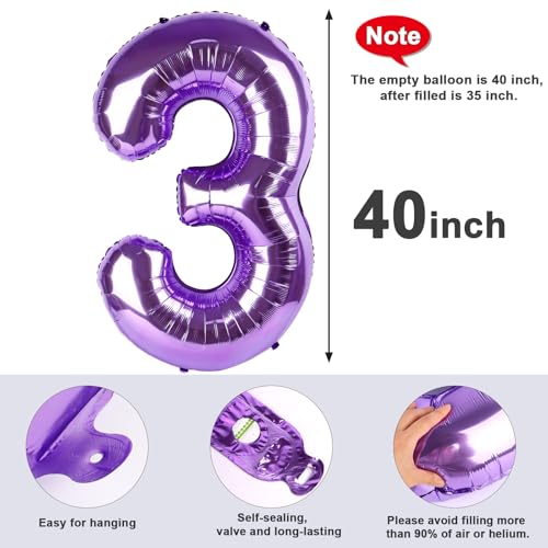 Image of 9 Balloon Numbers Birthday Decorations, 40In Purple Balloons for Men Women | Eye-catching Appearance, Perfect Decorative Centerpieces, Convenient Self-sealing Structure, Widely for Various Occasions