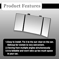 Vista 3 de Espejo de visera de automóvil, espejo de tocador para automóvil, espejo de tocador plegable universal de viaje, accesorios de espejo retrovisor