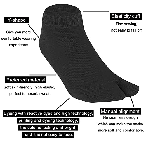 Image of Women's Solid 2 Toe Flip Flop Tabi Socks Geta Ankle Cotton 5 /6 Pairs