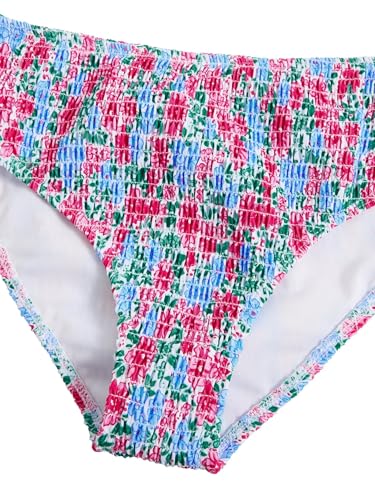 Image of RoseSeek Girl's Tie Dye Smocked 2 Piece Swimwear Sets Backless Halter Bikini Cute Brief Bathing Suit