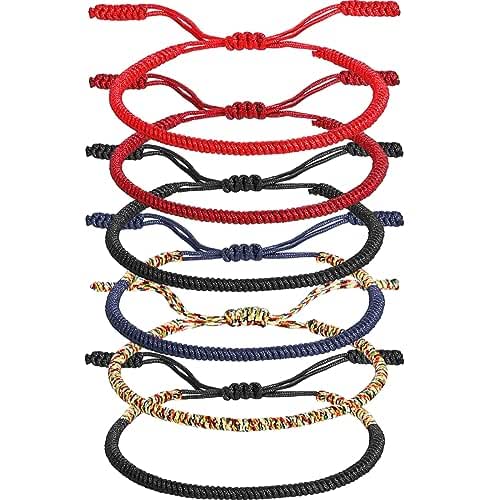 Fytease 2PCS Handwoven Red & Black String Bracelets - Buddhist Tibetan Style Adjustable Rope Bracelets For Protection & Luck - View #10