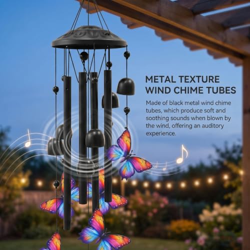Campanillas de viento de metal para terraza y jardín con diseño de mariposas 7