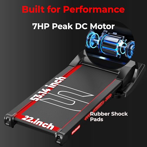 Image of Sparnod Fitness STH-5730 High-Performance Treadmill, 7HP Peak DC Motor, Auto Incline 15.6 inch Touch Screen, Bluetooth Speaker, Hydraulic Foldable Running Machine for Gym, 150Kg Capacity, Shock Absorption