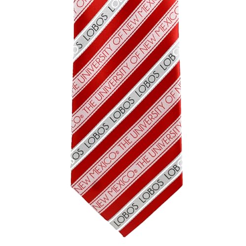 Fan Frenzy Gifts UNM Men's Striped Tie Officially Licensed University of New Mexico Lobos Tie | NCAA Sports Ties for Men | Machine-Washable Neckties Made of Microfiber