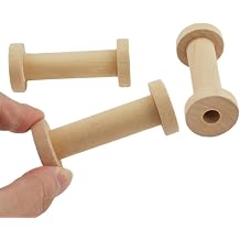 HAHIYO 2.76Inch/7cm 3PCs Natural Wood Unfinished Wooden Empty Thread Spool Smooth Wire Weaving Bobbin Textile Bobbin Rotatable Spool for Crafts DIY Art Education