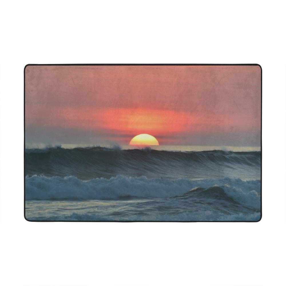 Tapis de sol salon coucher de soleil Ruchen en velours corail pour decoration nature 160x122cm