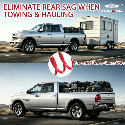 Image of Rear Heavy Duty Coil Springs for Ram 1500 2009-2018 2wd 4wd, 125% Extra Load Capacity (2250 lbs), Maintains Factory Ride Height, For Truck Towing,Red