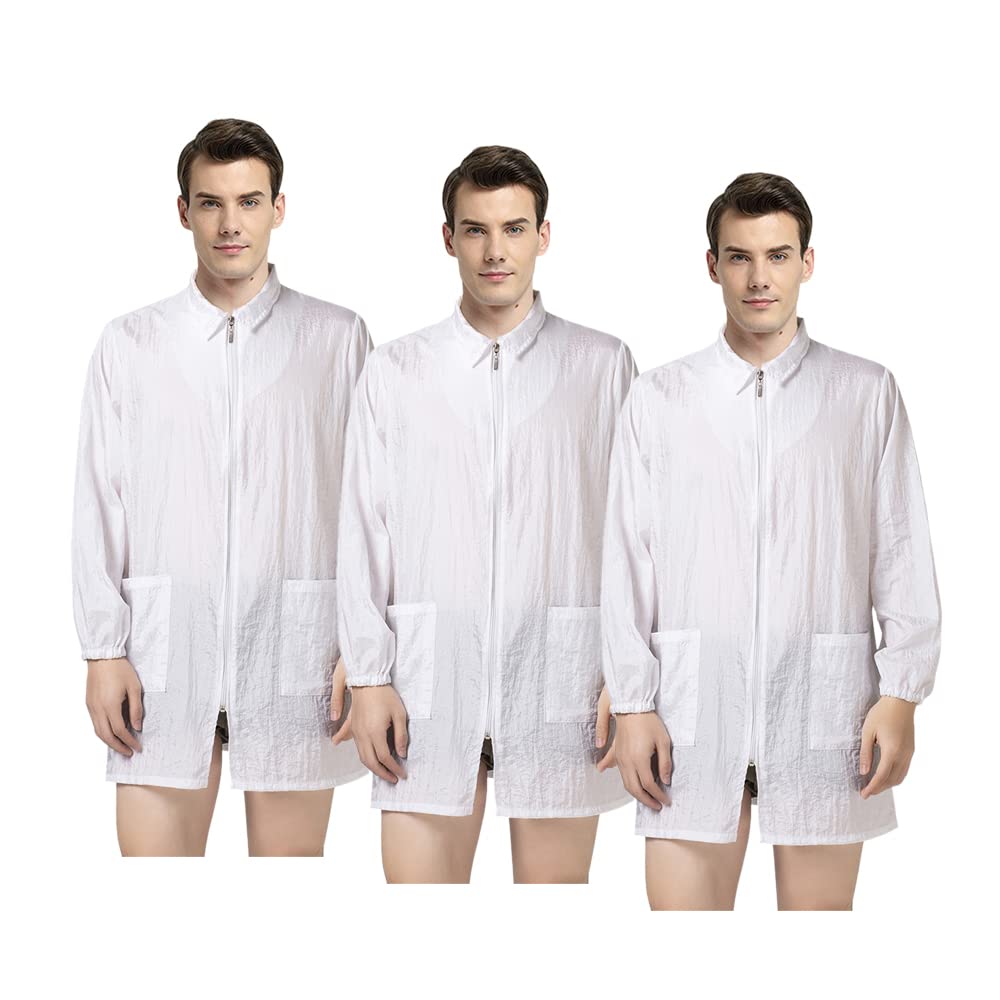 TOPTIE 3 Pack Long Sleeve Hair Stylist Smock, Pet Grooming Haircut Hairdressing Barber Cape Shirt Jacket for Salon