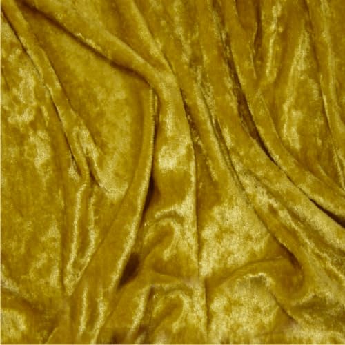 Crushed Velvet Fabric, 150cm Wide, Polyester, Multi-Purpose Upholstery Material (Gold, by The Metre)