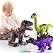TEMI 3 Pack Electric Walking Dinosaur Toys for Toddlers 2-4 3-5 Years with Roar Sounds and Lights Up, Realistic Robot T-Rex, Brachiosaurus, Stegosaurus Dinosaur Figures for Kids