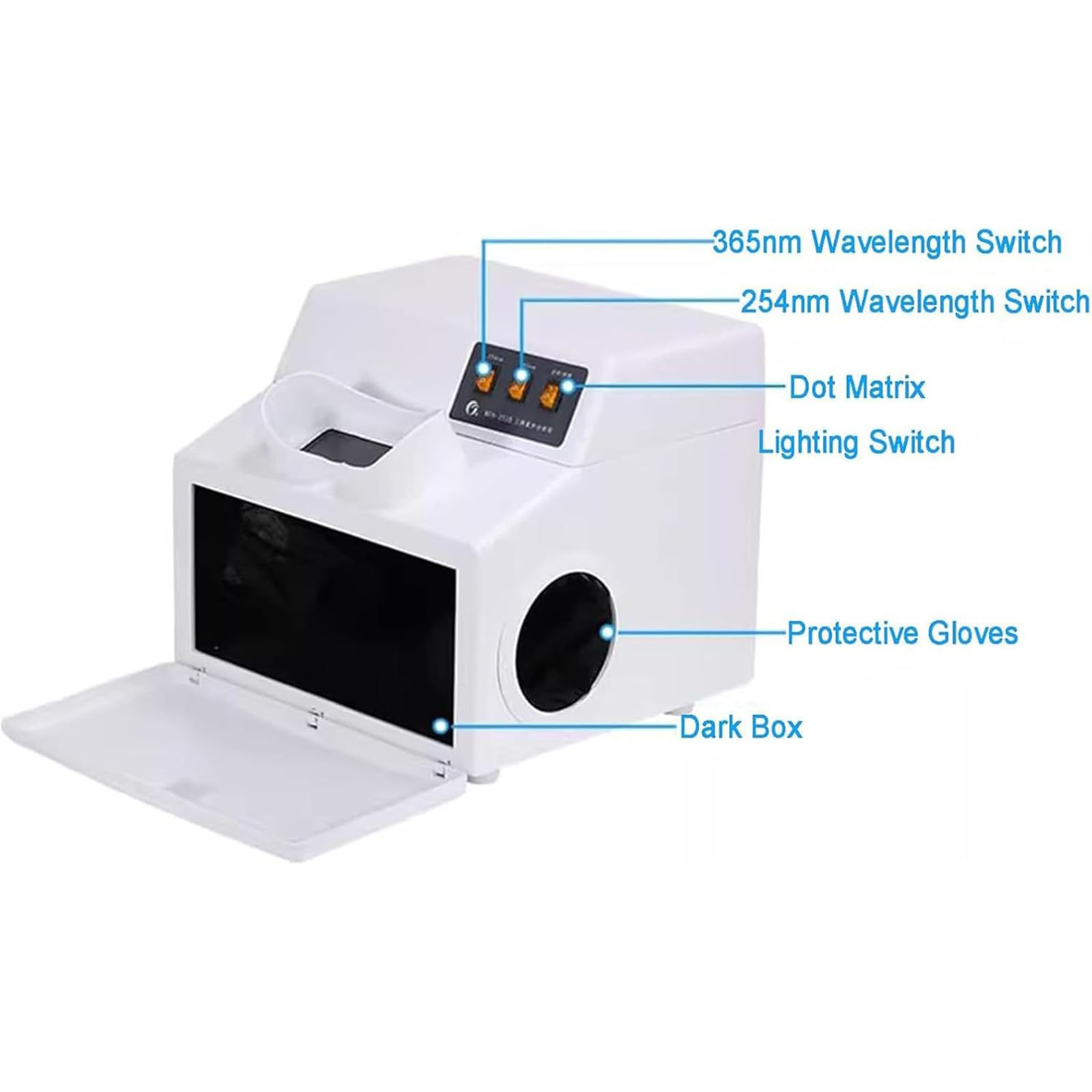 Analizator UV 254 nm/365 nm laboratoryjny detektor fluorescencji z matrycą punktową i funkcjami światła ultrafioletowego, zawiera filtr UV 150 mm x 50 mm do testowania produktów
