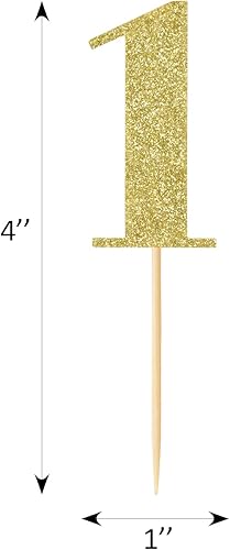 Miniatura 6 de 24 piezas de decoración para cupcakes de primer cumpleaños con purpurina número 1 para cupcakes de la edad 1, decoración de primer cumpleaños, baby