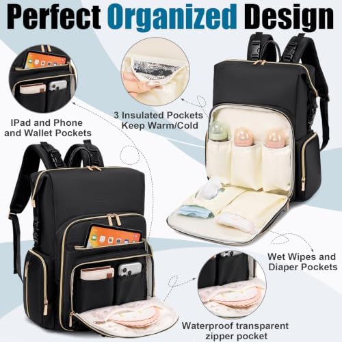 Tealari 4 in 1 Convertible Diaper Bag Backpack, 35L Large Waterproof Baby Diaper Bag with Changing Pad,Converts into Baby Diaper Backpack,Shoulder Diaper Bag,Stroller Bag and Handbag — view 4