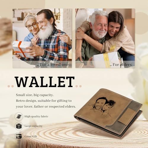 Gifts for Fathers Day Personalized Wallets for Men Custom Photo Wallets for Dad Engraved Kids Names Leather Wallet Gifts for Dad from Daughter, Son, Wife (Color 1, 2 Names)4