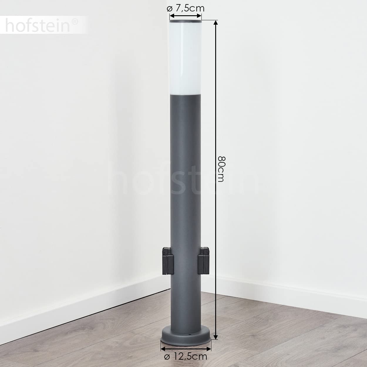 Lampada per sentiero da esterno Caserta con 2 prese, lampada moderna con base in metallo/plastica in antracite/bianco, 80cm, lampada da giardino, E27, illuminazione da giardino IP44, senza lampadina/e