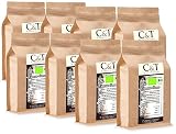 C&T Bio Espresso Crema | Cafe 8 x 1000 g ganze Bohnen Gastro-Sparpack im Kraftpapierbeutel Kaffee für Siebträger, Vollautomaten, Espressokocher