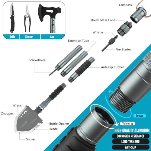 ZENHOSIT-Survival-Shovel-with-Axe-Camping-Gear-Folding-Shovel-Tactical-Hatchet-with-197-393inch-Lengthened-Handle-24-in-1-Survival-Tool-Kit-for-Outdoor-Camping-Fishing-Hiking