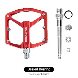 ROCKBROS Mountain Bike Pedals MTB Pedals with Reflective Strips Bicycle Flat Pedals Aluminum 9/16 Sealed Bearing Lightweight Platform for Road Mountain BMX MTB Bike