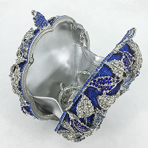 Image of Boutique De FGG Mini Round Flower Crystal Clutch Purses for Women,Formal Evening Bags,Rose Wedding Clutch Bag Party Handbags