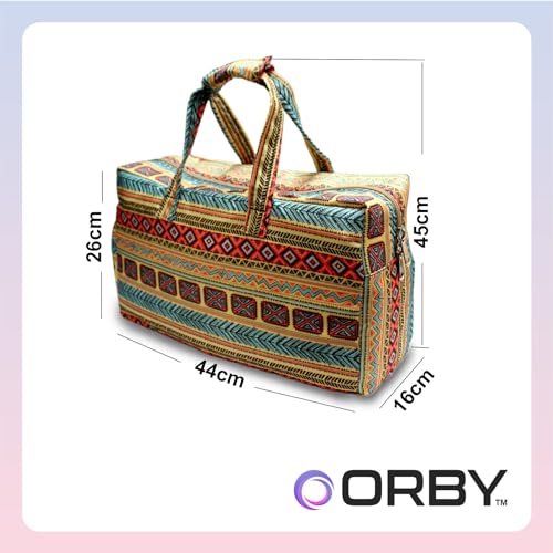 ORBY Women’s Travel Bag |Matty Fabric Printed in a blend of Cotton & Polyester |Lightweight| Foldable, Portable| Duffle Bag for Travelling, Shopping, Luggage, Organizer |With Detachable External Pouch 2 5174OPrNVjL