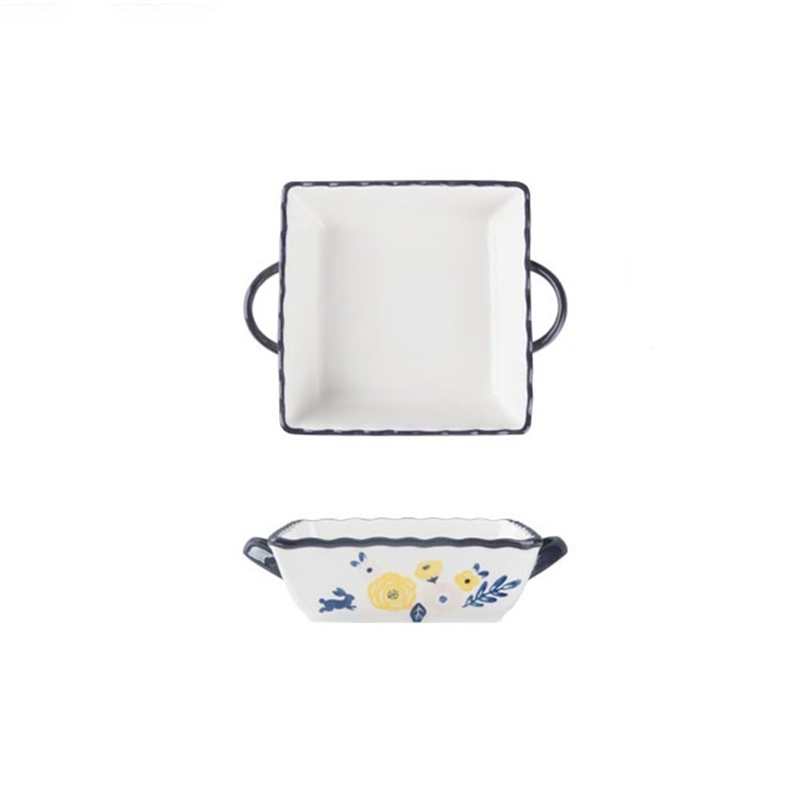 Plat de cuisson carré à double oreille, bol riz for la Pain(Dark blue)