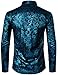 ZEROYAA Men's Luxury Prom Design Slim Fit Long Sleeve Button up Party Dress Shirts ZZCL48 Black Turquoise Medium