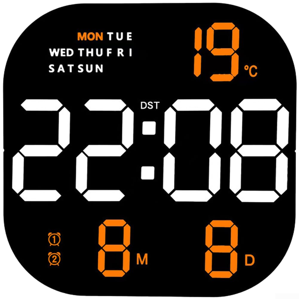 Horloge murale numérique LED avec alarme température et calendrier d