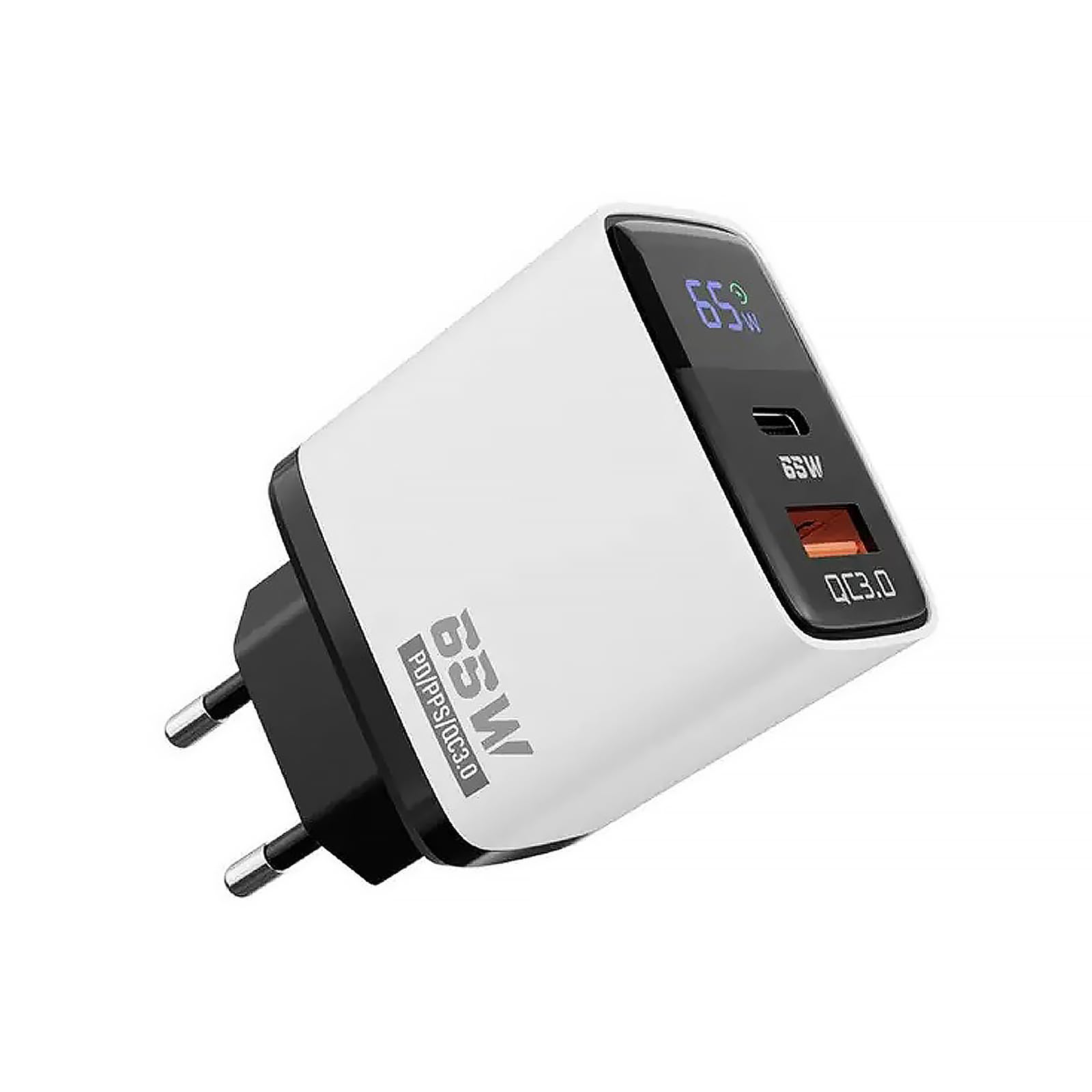 ładowarka USB C 65 W, 2-portowe ładowarki GaN z wyświetlaczem LED, PPS i PD do iPhone 17/16/15, MacBook, iPad, Samsung, telefonów komórkowych i laptopów