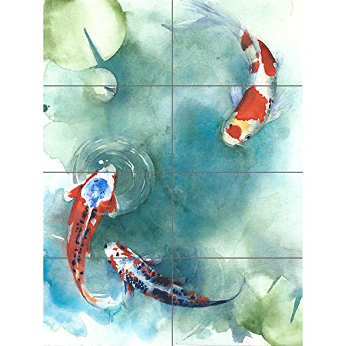 Artery8 Japanese Koi Fish With Lilies XL Giant Panel Poster (8 Sections)