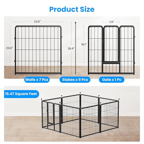 Simple Deluxe Dog Playpen Outdoor, Portable Dog Playpen for Travel, Camping, 24" Height 8 Panels Heavy Duty Dog Pen for Puppies/Small Dogs, Black - Image 5
