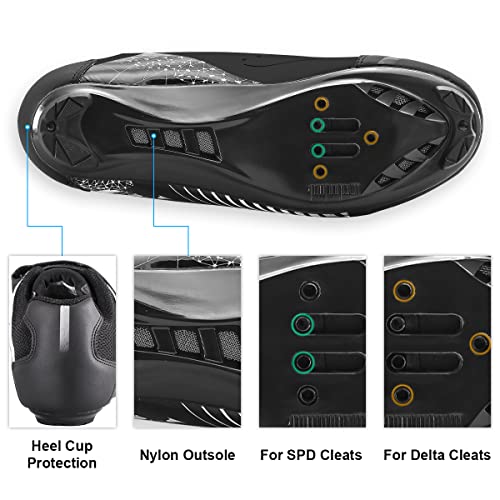 Hiland Unisex Wide Cycling Shoes Compatible with Peloton & Look Delta/SPD Cleats-3 Straps-Clip in Road/Mountain/Indoor Bike Shoes for Mens and Womens4