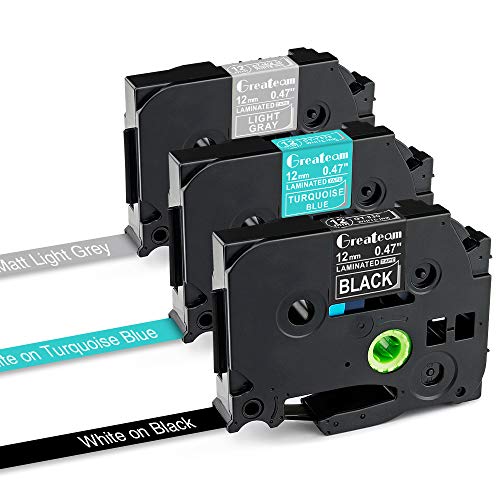 Greateam Compatible Label Tape Replacement for Brother TZe P-Touch Tape 12mm 0.47 Inch