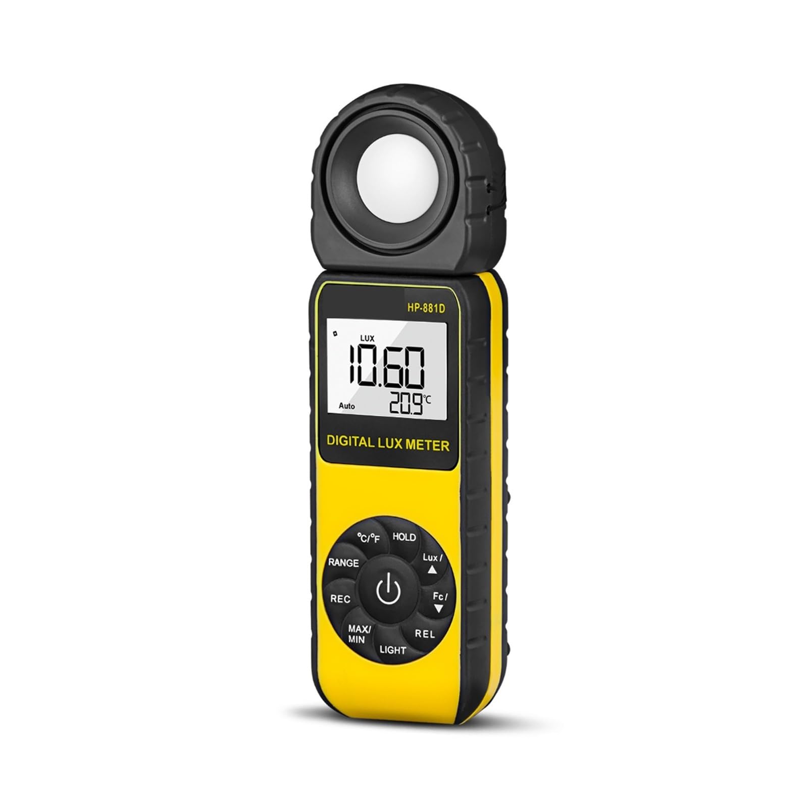 Probador de luz Digital Luxómetro Digital Compacto, Pantalla de gráfico Barras 3999 Cuentas, transductores diodo silicio con Filtro luz for monitorizar el Crecimiento Las Plantas | Yellow