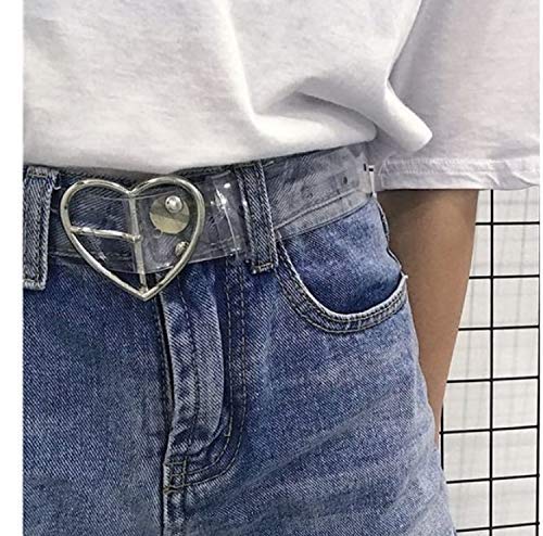 Heart Buckle Clear PVC Belt Fashion for Women and Girls4