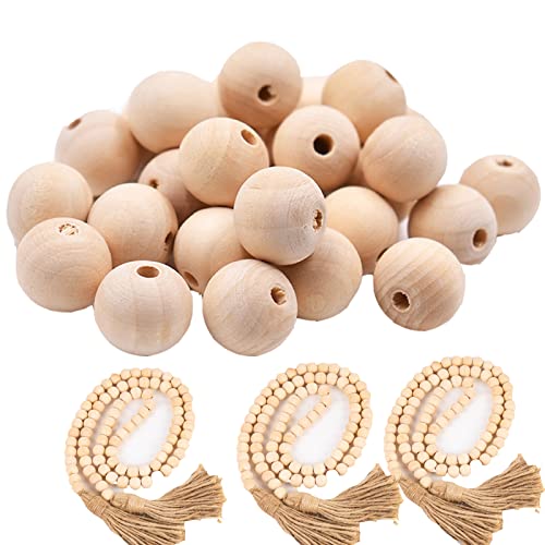SYMINI 200 Stück Natürliche Runde Holzperlen Set Cover