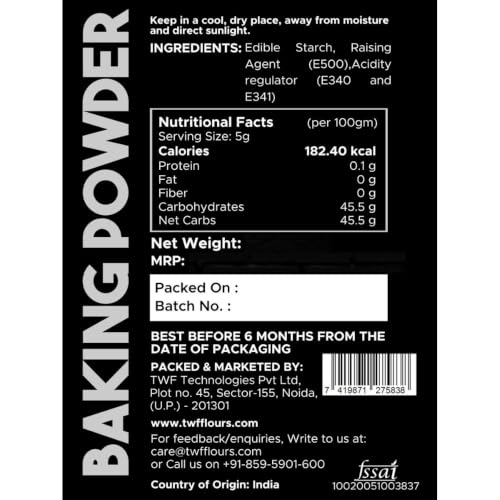 Image of TWF Cake Flour T45 (1kg) & Baking Powder (200g) Combo Pack | Premium Unbleached Flour & Aluminium-Free Double-Acting Leavening Agent | Perfect for Light, Fluffy Cakes, Muffins, Breads, Pastries & Indian Snacks.