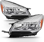 ACANII - For Halogen Model 2013-2016 Ford Escape Headlights Chrome Housing Headlamps Assembly Driver & Passenger Side