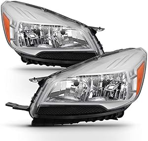 ACANII - For Halogen Model 2013-2016 Ford Escape Headlights Chrome Housing Headlamps Assembly Driver & Passenger Side