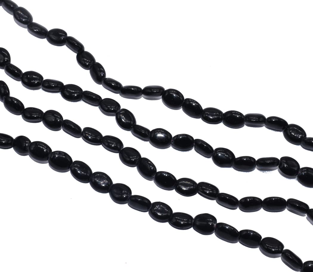 Beadman 8 * 4mm Handmade- Hand Crafted Black Flat Oval (Bedbug Shaped) Glass Beads for Bracelet-Necklace-Key Rings - Pack ... - Review, Price and Buying Guide
