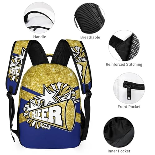 Custom Cheer Gold Blue Glitter Backpack with Lunch Box & Pencil Case for Kids Girls Boys School Backpack 16 Inch3
