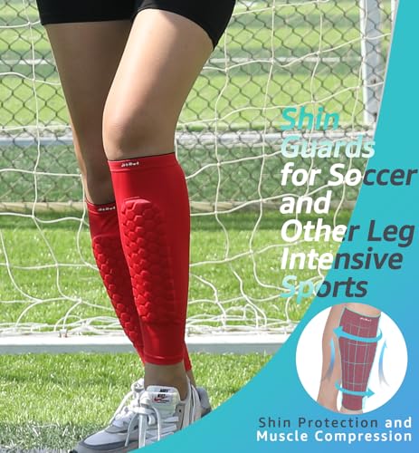 image for HiRui Soccer Shin Guards Shin Pads for Kids Youth Adult, Calf Compress