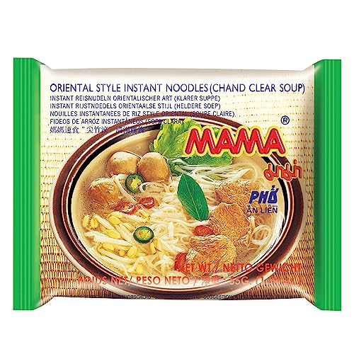 MAMA Noodles Chand Clear Soup Instant Rice Noodles w/Delicious Thai Flavors, Hot & Spicy Noodles, No Trans Fat w/Fewer Calories Than Deep Fried Noodles 30 Pack